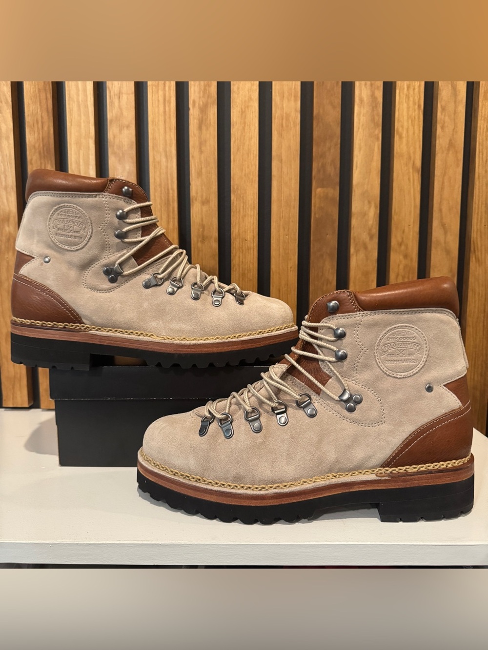 SIZE 11.5 MENS x Polo Ralph Lauren Polo Country Alpine Boots LEATHER SUEDE Brown